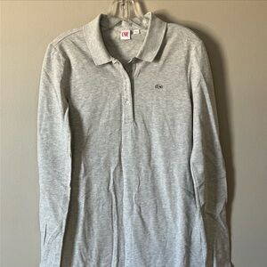 Lacoste Live Gray Polo Dress Size Girls Large Large Preppy Long Sleeve
